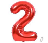 Balorise 40 Inch Giant Red Number 2 Aluminum Balloon, Inflatable Helium, Large Number 0-9, 10-100 (101 cm), Foil Balloons Decoration for Birthday Party and Wedding