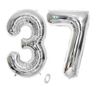Balorise 40 Inch Giant Silver Foil Balloon Number 37/73, Inflatable Helium, Large Number 0-9, 10-100 (101 cm), Foil Balloons Decoration for Birthday Party and Wedding