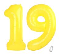 Balorise 40 Inch Giant Yellow Aluminum Balloon Number 19/91, Inflatable Helium, Large Number 0-9, 10-100 (101 cm), Foil Balloons Decoration for Birthday Party and Wedding