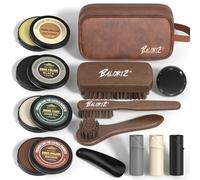 BALORIZ Leather Shoe Shine Kit For Men 13Pcs - Shoe Polish Kit with Shoe Polish, Mink Oil, Horsehair Brush Kit for Leather Boot Shoe Care Clean Kit Christmas Birthday Gifts