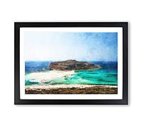 Balos Beech in Crete Greece Painting Framed Print | A2 Black Framed Wall Art | Ready to Hang | Modern Historical Picture | Living Room Bedroom Lounge Office