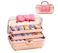 BALRAJ Cute Girls Hair Accessories Storage Box Bow Switch Organizer Box Jewelry Box, Plastic Hair Ties Holder Hair Clips Container Headbands Organizer Gift for Baby Girls Multipurpose Organizer and