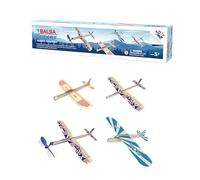 Balsa Wood Airplane Kit - 4 Pack Model Gliders & Rubber Band Powered Planes | Outdoor Toy Set for Kids | STEM Learning Airplanes | Easy Assembly No Glue Needed