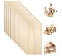 Balsa Wood Sheets 12 PCS Blank Plywood Sheet 200x100x2mm Thin Unfinished Squares Craft Basswood Board for Home Decoration, Crafting, Arts, Painting, DIY, Engraving, Woodcraft Model,Children's Day Gift