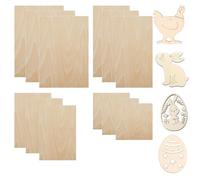 Balsa Wood Sheets - 12pcs Plywood Sheets Unfinished Blank Thin Wooden Board Sheets, 4 Sizes Plywood Boards for DIY Woodcraft, Painting, Engraved, Model Making, Pyrography, Wood Burning