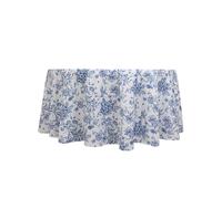 BalsaCircle 120" White with Blue French Toile Polyester Round Vintage Square Pastoral Floral Rustic Table Cloth Washable Table Cover