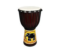 BALSTD Djembe Drum Professionally Hand Carved, Goatskin Drum Head, From West African Style Tambourine, Bongo, Percussion (Yellow Elephant)
