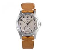 Baltany Dirty Dozen Watch Men D12 36MM Sea Gull ST1701 Movement Automatic BGW9 Luminous Vintage Military Wristwatches (Brown Leather White)