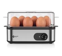 Balter Rapid Egg Cooker, 6 Egg Capacity Stainless Steel Boiler Egg Maker for Soft, Medium, Hard Boiled Eggs, Poached with Auto Shut-Off & Buzzer, Includes Omelet Bowl & Measuring Cup, BPA Free