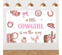 Balterever a Little Cowgirl is on The Way Banner 5 * 3ft Pink Cowgirl Bow Baby Shower Decorations Boots and Bows Party Supplies for Rodeo Wild West Baby Shower Supplies