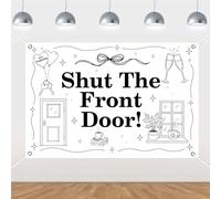 Balterever Black and White Shut The Front Door Backdrop 5 * 3ft - Perfect for Housewarming and Moving Party Decor
