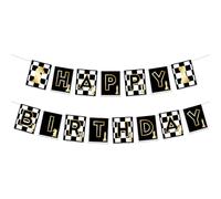 Balterever Chess Birthday Banner Chess Happy Birthday Decorations Funny Board Game Chess Birthday Party Decor for Chess Lover Checkered Chess Birthday Party Decorations