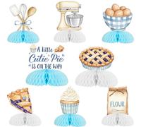 Balterever Cutie Pie Baby Shower Decorations Blue Honeycomb Centerpieces 8pcs Table Top Party Décor Set for Boy Baby Shower Dessert Table Kitchen Theme Gender Reveal Celebration