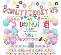 Balterever Donut Forget Us Away Party Decoration We Donut Know What We’ll Do Without You Backdrop Donut Forget Us Balloon Banner Donut Tablecloth Donut Hanging Swirl for Retirement Farewell
