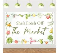 Balterever Fresh Off The Market Bridal Shower Decorations She is Fresh Off The Market Bridal Shower Backdrop 5 * 3ft Vegetable Fruit Flower Bachelorette Decoration for Garden Farm Party Photo Props