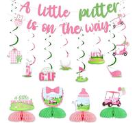 Balterever Golf Baby Shower Decorations for Girls Pink a Little Putter is on The Way Baby Shower Banner Honeycomb Centerpieces Let's Par-Tee Hanging Swirls for Sports Them Party Supplies