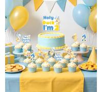Balterever Holy Duck I'm 2 Birthday Cake Toppers Blue Yellow