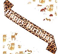 Balterever Leopard Cheetah Happy Birthday Sash Leopard Birthday Party Favor Cheetah Bday Party Decorations Safari Animal Print Supplies