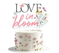 Balterever Love In Bloom Bridal Shower Decorations Wildflower Bridal Shower Cake Topper Floral Flower Engagement Party Supplies for Bachelorette Wedding Party