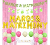 Balterever Margs and Matrimony Bachelorette Decoration Margs & Matrimony Balloon Banner Garland Margarita Green Margarita Bachelorette Party Wedding Mexican Fiesta Bridal