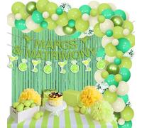 Balterever Margs and Matrimony Bachelorette Decorations Green with Margs and Matrimony Banner Green Rain Curtain the Bride Sash Margarita Bachelorette Party Decorations for Wedding Bridal Shower