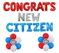 Balterever New Us Citizenship Decorations Blue White and Red Congratulate New Citizen Banner Party Decorations for Ceremonies Patriotic Party