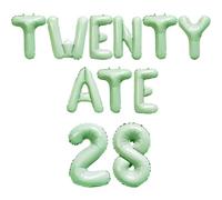 Balterever Olive Green Twenty Ate Foil Balloons 28th Birthday Decorations Twenty Ate Banner Set 16in Letters and 32in Number 28 Balloons for Women 28th Birthday Party Décor with Ribbon