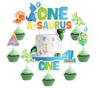 Balterever One a Saurus Birthday Decorations One a Saurus Birthday Cake Cupcake Toppers Dinosaur 1st Birthday Supplies for Jungle Safari Party Dinosaur Birthday Supplies