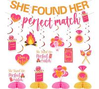 Balterever Perfect Match Bachelorette Decorations for Women She Found Her Perfect Match Banner Honeycomb Centerpieces Hanging Swirls for Bridal Shower Supplies