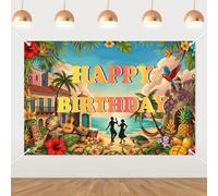 Balterever Puerto Rico Birthday Backdrop 5*3ft - Tropical Island Themed Party Background for Puerto Rican Fiesta Decoration | Vibrant Beach Sunset Banner for Men Women Kids Birthday Party Photo Booth