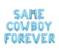 Balterever Same Cowboy Forever Bachelorette Party Decoration, Coastal Blue Foil Letter Balloons 16Inch, Funny Western Theme Bride Party Banner Décor for Girls’ Last Rodeo or Cowgirl Night Celebration
