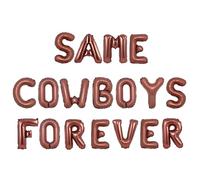 Balterever Same Cowboy Forever Balloons Set 16 Inch Brown Foil Letter Balloons for Bachelorette Decorations, Cowgirl Party Decor, Last Rodeo Theme, Western Bridal Shower Banner with Ribbon