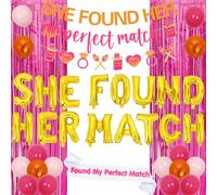 Balterever She Found Her Perfect Match Bachelorette Decoration Perfect Match Bachelorette Banner Fringe Curtain Sash Match Made in Heaven Bridal Shower Decoration for Bach Engagement Party Supplies