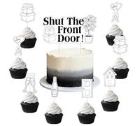 Balterever "Shut The Front Door" Cupcake Cake Toppers - Perfect for Housewarming and Moving Party Cakes