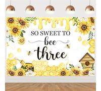 Balterever So Sweet to Bee Three Backdrop 3 * 5ft Bee 3rd Birthday Decorations for Girls Sweet to Bee Three 3rd Birthday Party Decorations for Photography Background