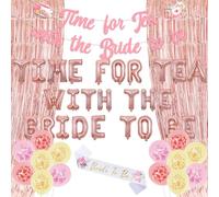 Balterever Time for Tea Bridal Shower Decorations Pink Time for Tea with the Bride To Be Banner Sash Rain Curtain Floral Teacup Teapot Wedding Engagement Bridal Shower Bachelorette Decoration
