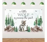 Balterever Wolf Baby Shower Party Decorations, A Little Wolf is Joining The Pack Backdrop 6×3.6ft Forest Mountain Theme Background Banner for Woodland Baby Shower Indoor Outdoor Celebration