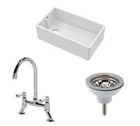 1 Bowl Belfast Sink Strainer Waste Tap Chrome 795mm Balterley White One Size