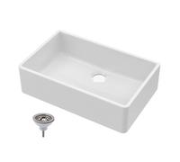 Balterley 795mm Butler White Kitchen Sink, Single Bowl with Waste, Durable Butler Fireclay Ceramic Kitchen Sink Bowl, Large Ceramic Apron Front Farmhouse Sinks - 795 x 500 x 220mm (White)