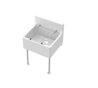 Balterley Utility Sink with Grill and Legs, Fireclay Ceramic Cleaner Sinks, Traditional Wall Mounted Small Splashback Utility Outdoor Sink Unit for Garage and Laundry - 455 x 396 x 362mm (White)
