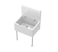 Balterley Utility Sink with Grill and Legs, Fireclay Ceramic Cleaner Sinks, Traditional Wall Mounted Tall Splashback Utility Outdoor Sink Unit for Garage and Laundry - 515 x 393 x 535mm (White)
