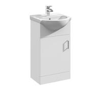 Balterley 1 Door Bathroom Vanity Basin Unit with Round Basin Gloss White 450mm Balterley White