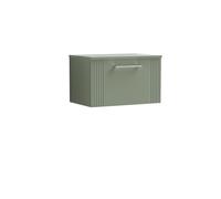 Balterley 1 Drawer Wall Hung Vanity Unit Colour Match Worktop, Green 600mm Balterley Green
