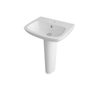 Balterley 500mm Bathroom Sink, Full Pedestal Ceramic Soft Square Bowl Bathroom Wash Basin Sink with Overflow, 1 Tap Hole, Floor Standing Basin Sinks for Cloakroom - 500 x 400 x 805mm (White)