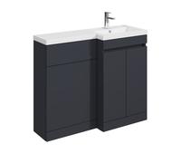 Balterley 1000mm Floor Standing Compact Unit with Right Hand Polymarble Basin - Dark Grey