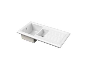 Balterley 1010mm Fireclay Inset Kitchen Sink 1.5 Bowl - White, Reversible Drainer, BKS230