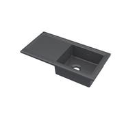 Balterley 101Cm Inset Counter Top Single Bowl Fireclay Ceramic Kitchen Sink With Plain Drainer In Grey