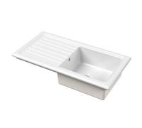Balterley Ceramic Kitchen Sink with Drainer & Overflow Hole, 101cm Bowl Inset Fireclay White Kitchen Sink, Single Bowl Reversible Ceramic Sinks with Grooved Drainer - 1010 x 525 x 235mm (White)