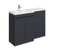 Balterley 1100mm Floor Standing Compact Unit with Left Hand Polymarble Basin - Dark Grey