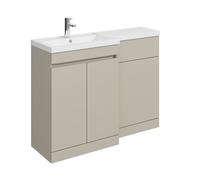 Balterley 1100mm Floor Standing Compact Unit with Left Hand Polymarble Basin - Pebble Grey